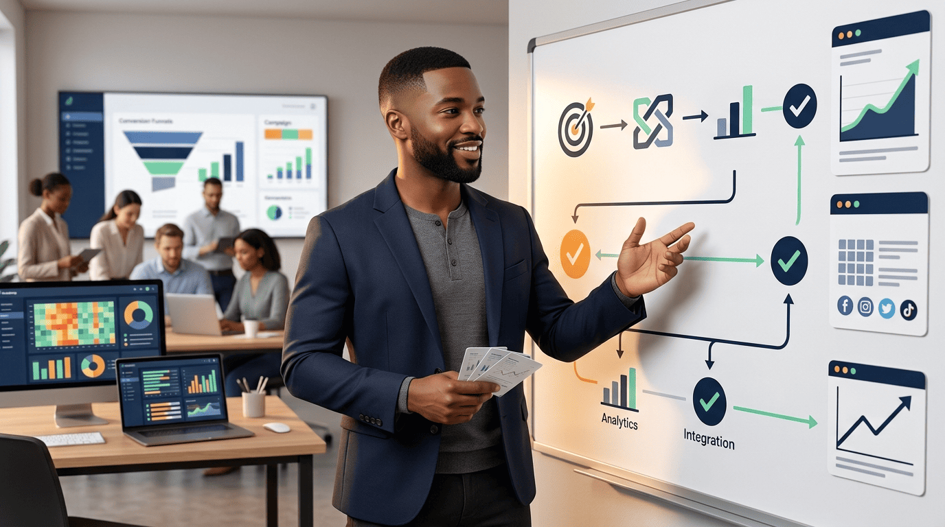 Marketing strategist comparing AI marketing tool options against a 7-step selection framework