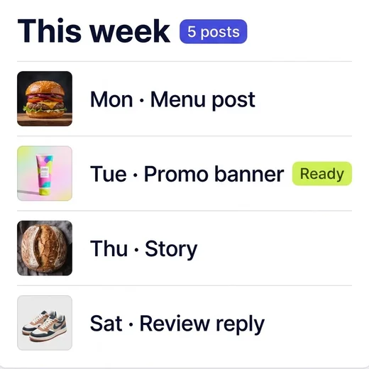 Content plan for the week with four scheduled posts